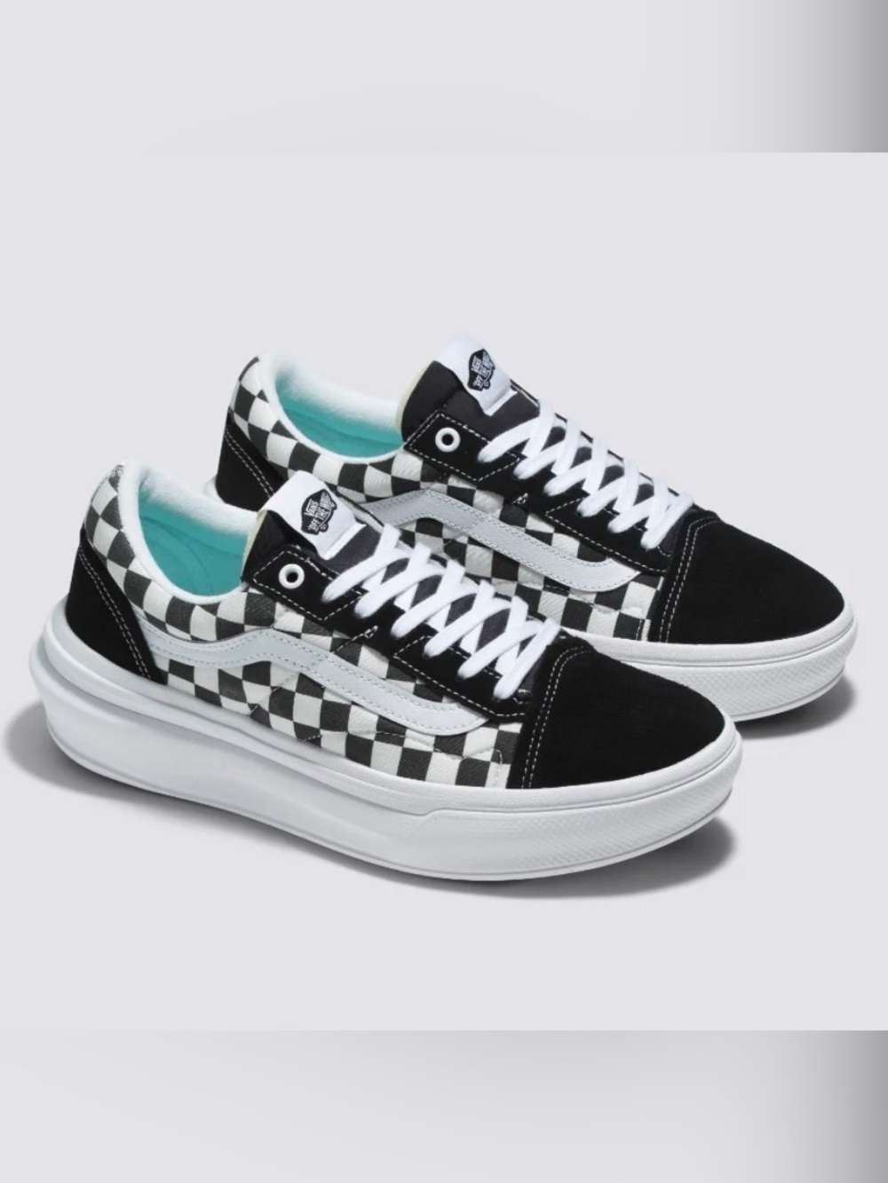 VANS Old Skool Overt CC Low Black White Checkerboard Platform Sneakers